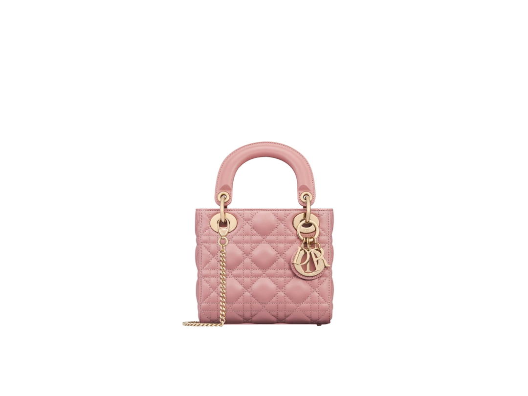 Dior Dior Mini Lady Dior Bag In Antique Pink Cannage Lambskin With Pale Gold-Finish Metal