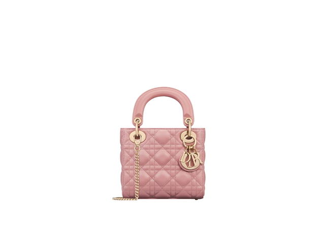 Dior Dior Mini Lady Dior Bag In Antique Pink Cannage Lambskin With Pale Gold-Finish Metal - view 1