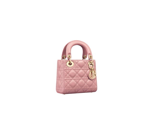 Dior Dior Mini Lady Dior Bag In Antique Pink Cannage Lambskin With Pale Gold-Finish Metal - view 2