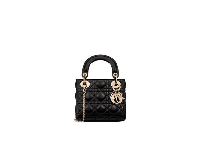 Dior Dior Mini Lady Dior Bag In Black Cannage Lambskin With Gold-Finish Metal Hardware - view 1