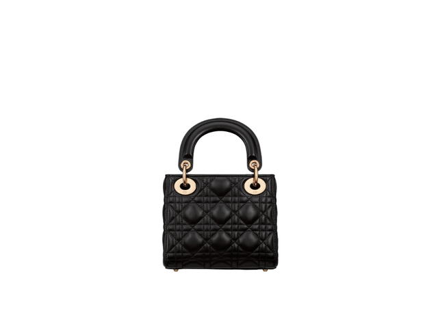 Dior Dior Mini Lady Dior Bag In Black Cannage Lambskin With Gold-Finish Metal Hardware - view 2