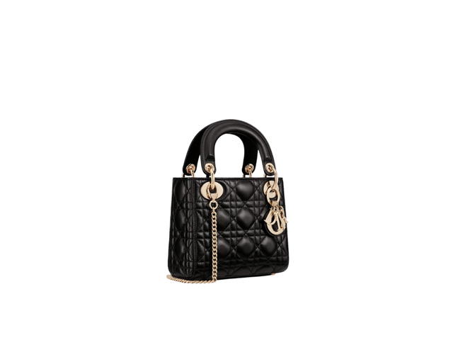 Dior Dior Mini Lady Dior Bag In Black Cannage Lambskin With Gold-Finish Metal Hardware - view 3