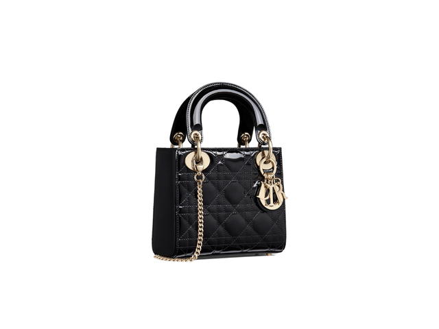 Dior Dior Mini Lady Dior Bag In Black Patent Cannage Calfskin With Gold-Finish Metal Hardware - view 2