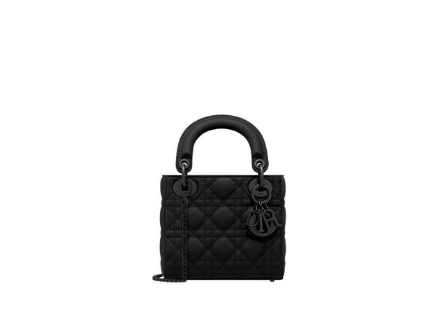 Dior Dior Mini Lady Dior Bag In Black Ultramatte Cannage Calfskin With Tonal Metal - view 1