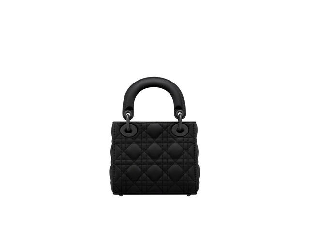Dior Dior Mini Lady Dior Bag In Black Ultramatte Cannage Calfskin With Tonal Metal - view 5