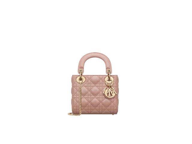 Dior Dior Mini Lady Dior Bag In Blush Cannage Lambskin With Pale Gold-Finish Metal - view 1
