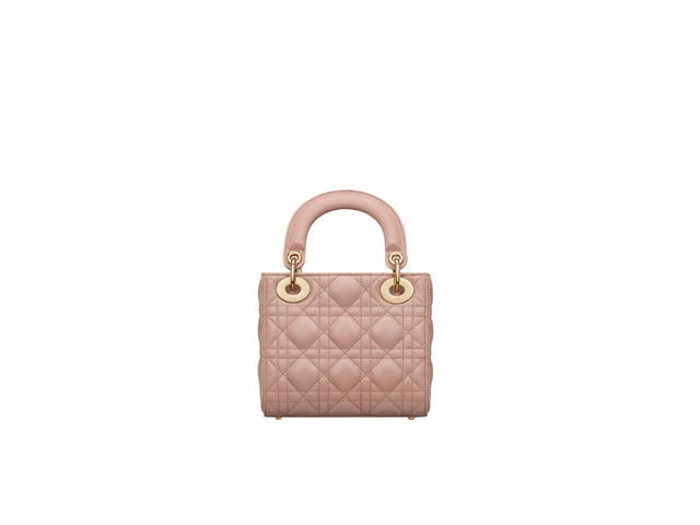 Dior Dior Mini Lady Dior Bag In Blush Cannage Lambskin With Pale Gold-Finish Metal - view 2