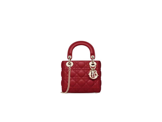 Dior Dior Mini Lady Dior Bag In Cherry Red Cannage Lambskin - view 1