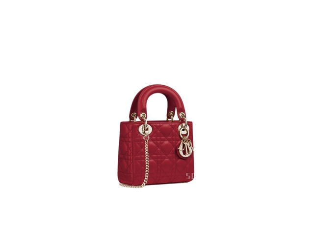 Dior Dior Mini Lady Dior Bag In Cherry Red Cannage Lambskin - view 2