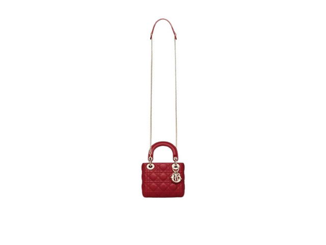 Dior Dior Mini Lady Dior Bag In Cherry Red Cannage Lambskin - view 4