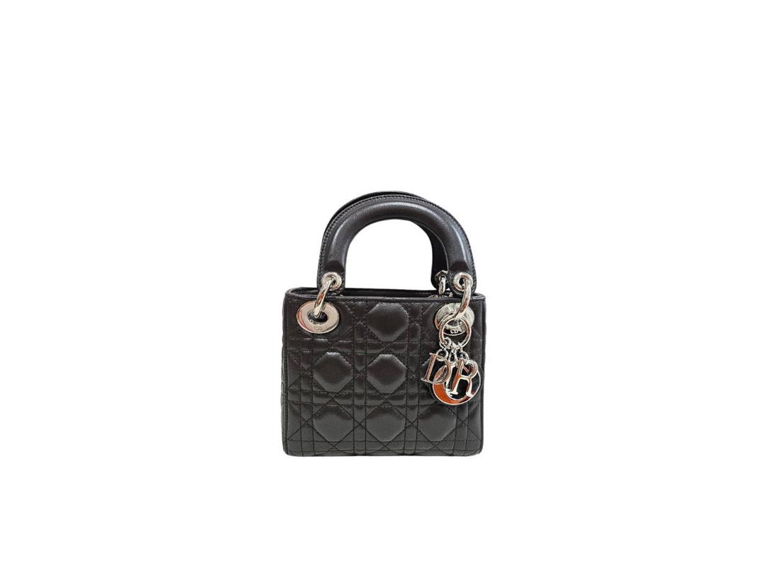 Dior Dior Mini Lady Dior Bag In Dark Brown Cannage Lambskin With Silver-Finish Metal (Limited Edition)