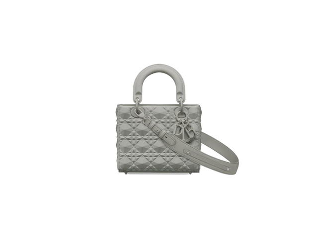 Dior Dior Mini Lady Dior Bag In Gray Cannage Calfskin With Diamond Motif - view 1
