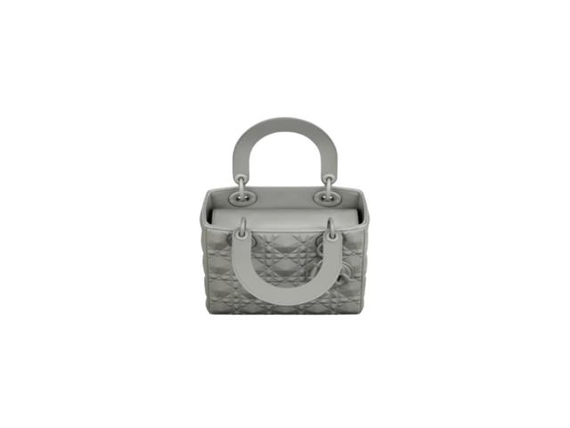 Dior Dior Mini Lady Dior Bag In Gray Cannage Calfskin With Diamond Motif - view 3