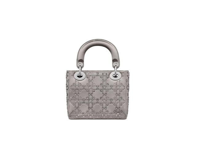 Dior Dior Mini Lady Dior Bag In Gray Strass Cannage Satin - view 3