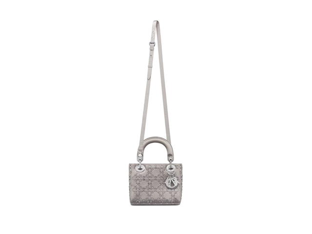 Dior Dior Mini Lady Dior Bag In Gray Strass Cannage Satin - view 4