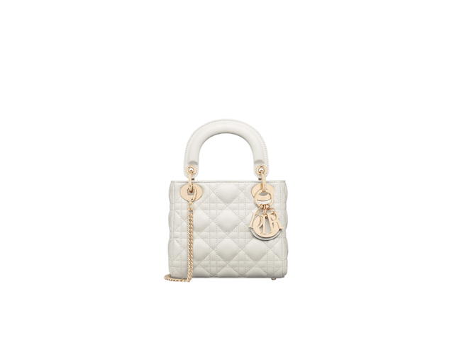 Dior Dior Mini Lady Dior Bag In Latte Cannage Lambskin With Pale Gold-Finish Metal - view 1