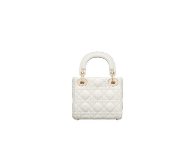 Dior Dior Mini Lady Dior Bag In Latte Cannage Lambskin With Pale Gold-Finish Metal - view 2