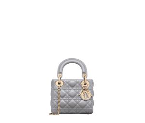 Buy Dior Mini Lady Dior Bag In Opaline Gray Pearlescent Cannage Lambskin With Pale Gold-Finish Metal at Sasom – Authentic and Ready to Ship