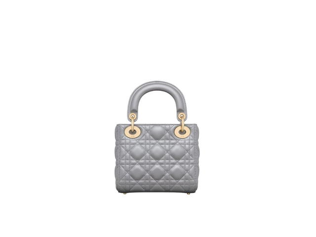 Dior Dior Mini Lady Dior Bag In Opaline Gray Pearlescent Cannage Lambskin With Pale Gold-Finish Metal - view 4
