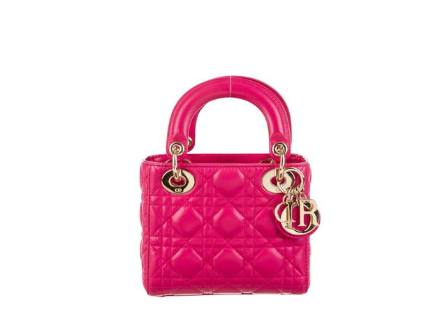 Dior Dior Mini Lady Dior Bag In Rani Pink Cannage Lambskin With Gold-Finish Metal Hardware - view 1