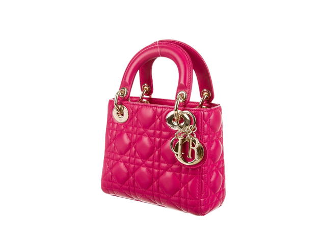 Dior Dior Mini Lady Dior Bag In Rani Pink Cannage Lambskin With Gold-Finish Metal Hardware - view 2
