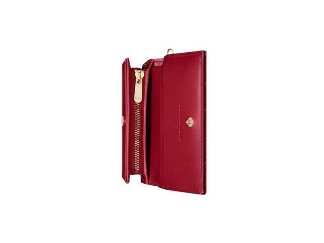 Dior Dior Mini Lady Dior Wallet In Cherry Red Patent Cannage Calfskin - view 3