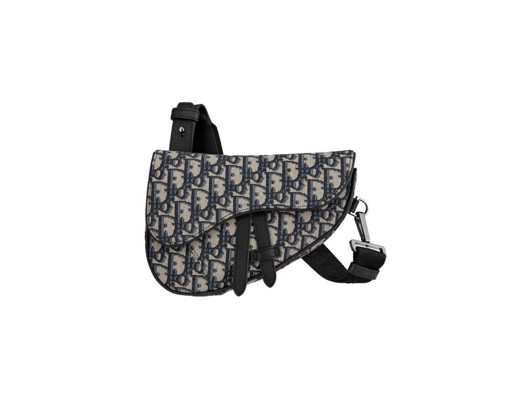 Dior Dior Mini Saddle Bag In Dior Oblique Jacquard With Silver-tone Hardware Beige-Black