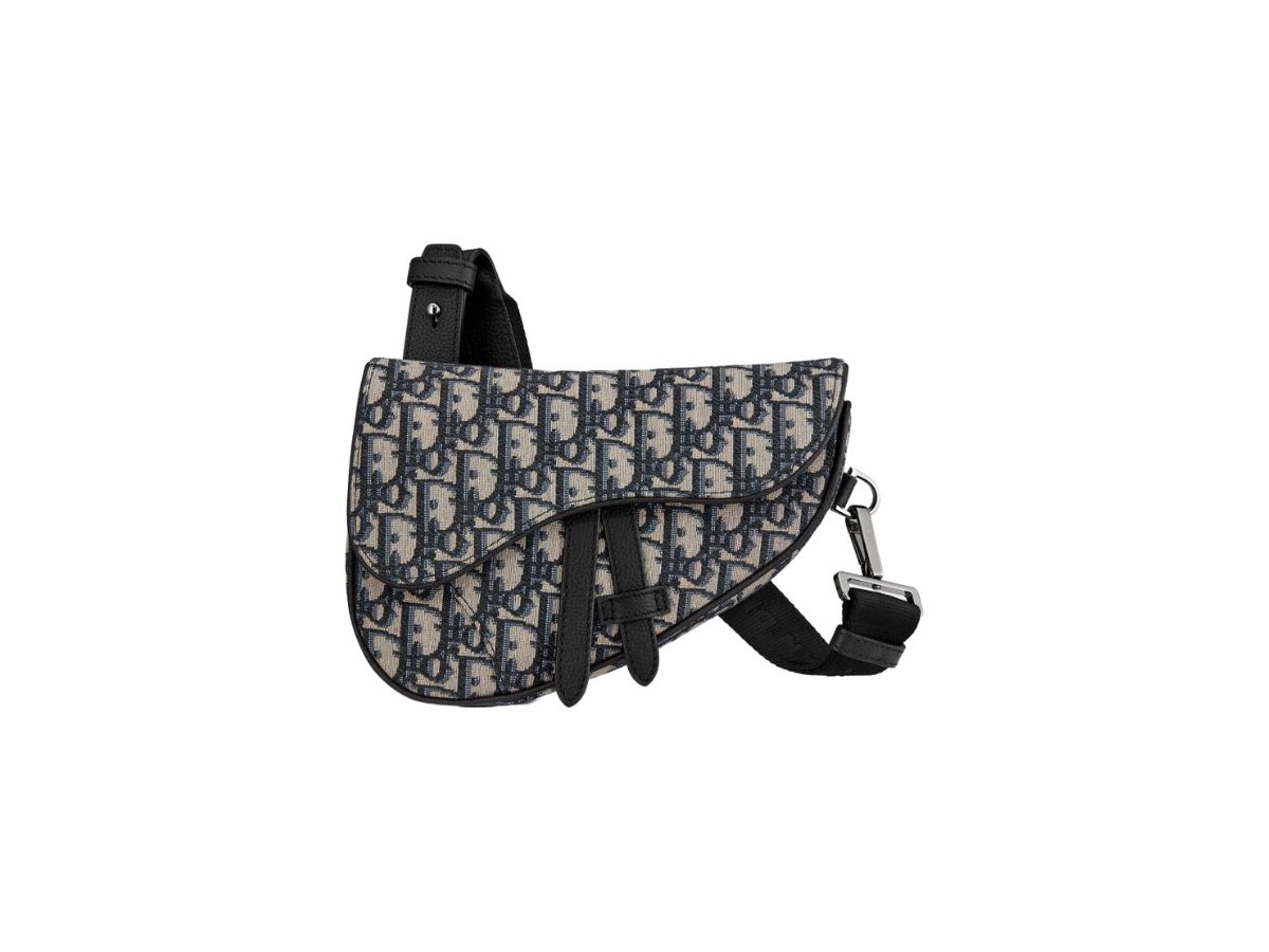 Dior Dior Mini Saddle Bag In Dior Oblique Jacquard With Silver-tone Hardware Beige-Black