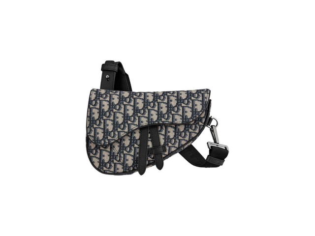 Dior Dior Mini Saddle Bag In Dior Oblique Jacquard With Silver-tone Hardware Beige-Black - view 1