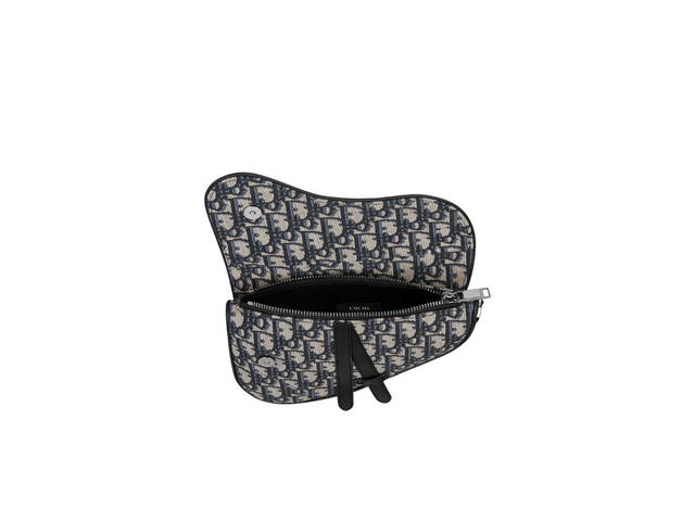 Dior Dior Mini Saddle Bag In Dior Oblique Jacquard With Silver-tone Hardware Beige-Black - view 2