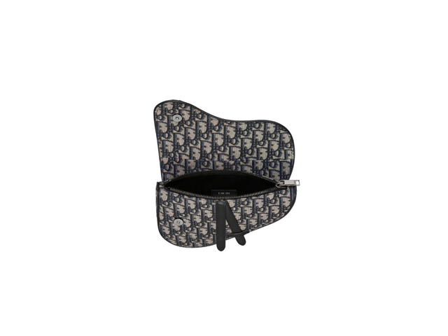 Dior Dior Mini Saddle Bag In Dior Oblique Jacquard With Black Nylon Jacquard Strap Beige-Black - view 3