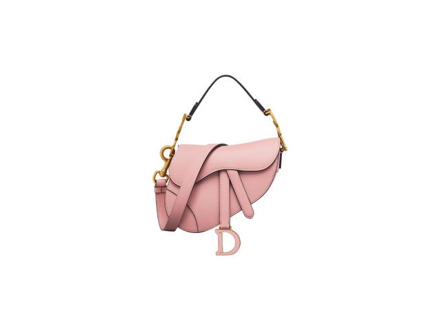Dior Dior Mini Saddle Bag With Strap In Antique Pink Smooth Calfskin - view 1