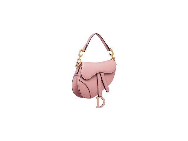 Dior Dior Mini Saddle Bag With Strap In Antique Pink Smooth Calfskin - view 3