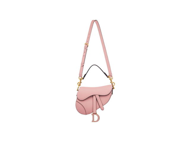 Dior Dior Mini Saddle Bag With Strap In Antique Pink Smooth Calfskin - view 5