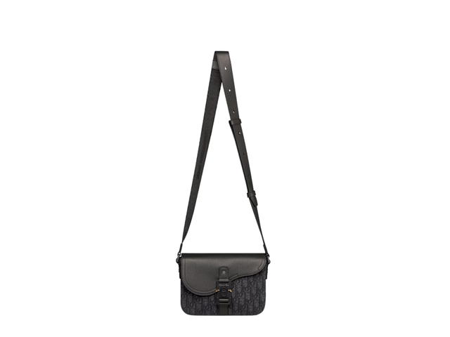 Dior Dior Mini Saddle Bag With Strap In Black Dior Oblique Jacquard Grained Calfskin With Aluminum Buckle - view 2