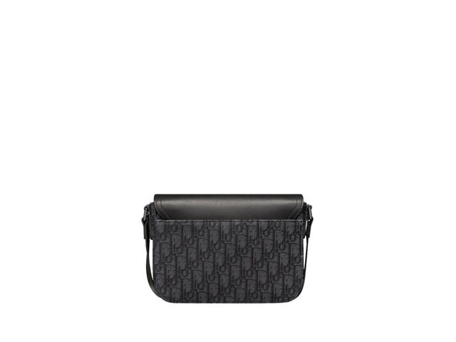 Dior Dior Mini Saddle Bag With Strap In Black Dior Oblique Jacquard Grained Calfskin With Aluminum Buckle - view 3