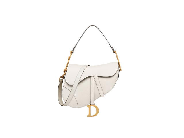 Dior Dior Mini Saddle Bag With Strap In Grained Calfskin With Antique Gold-Finish Metal Latte - view 1