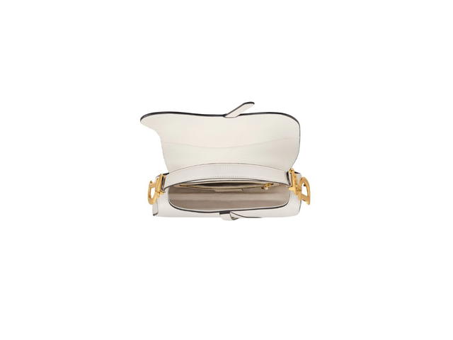 Dior Dior Mini Saddle Bag With Strap In Grained Calfskin With Antique Gold-Finish Metal Latte - view 3