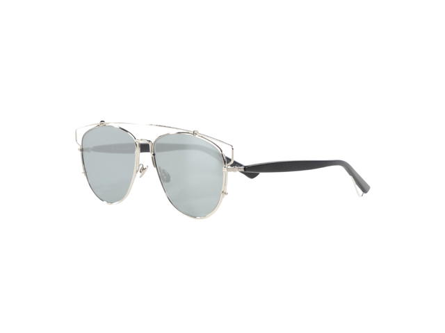 Dior Dior Mirrored Technologic Sunglasses In Silver Metal Frame With Blue Lenses - view 2