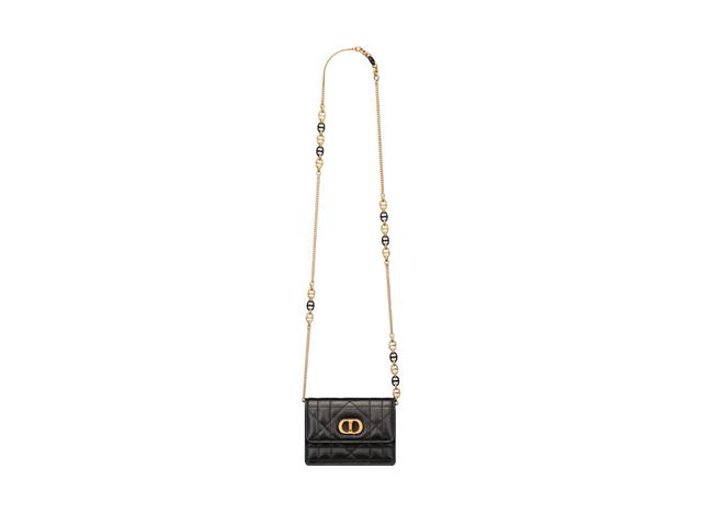Dior Dior Miss Caro Micro Bag In Black Macrocannage Lambskin With Gold-Finish Metal And Tonal Enamel - view 3
