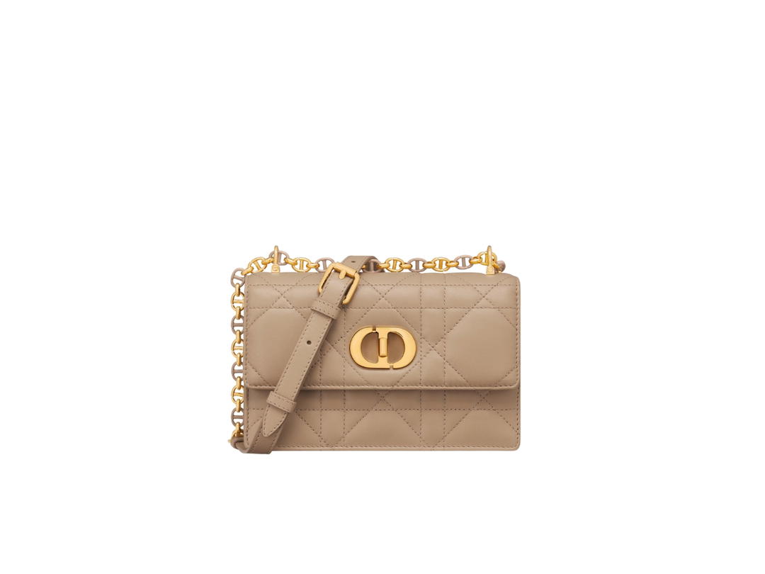 Dior Dior Miss Caro Mini Bag In Biscuit Macrocannage Lambskin With Gold-Finish Metal Hardware
