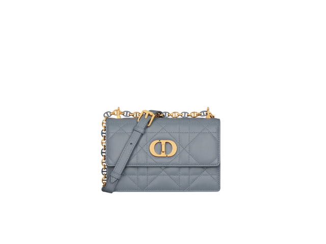 Dior Dior Miss Caro Mini Bag In Cloud Blue Macrocannage Lambskin With Gold-Finish Metal Hardware - view 1