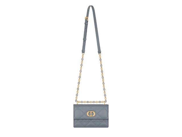 Dior Dior Miss Caro Mini Bag In Cloud Blue Macrocannage Lambskin With Gold-Finish Metal Hardware - view 3