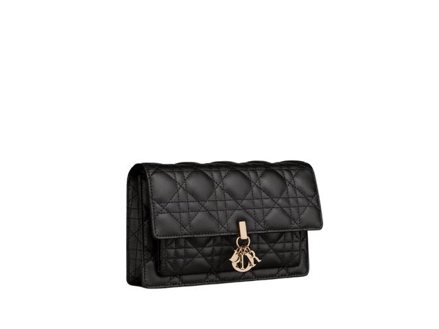 Dior Dior My Dior Daily Pouch With Chain In Black Cannage Lambskin With Gold Hardware - view 2
