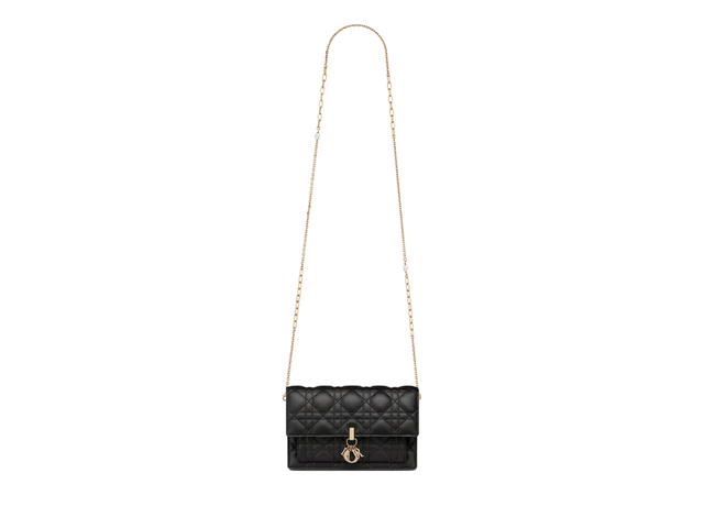 Dior Dior My Dior Daily Pouch With Chain In Black Cannage Lambskin With Gold Hardware - view 4