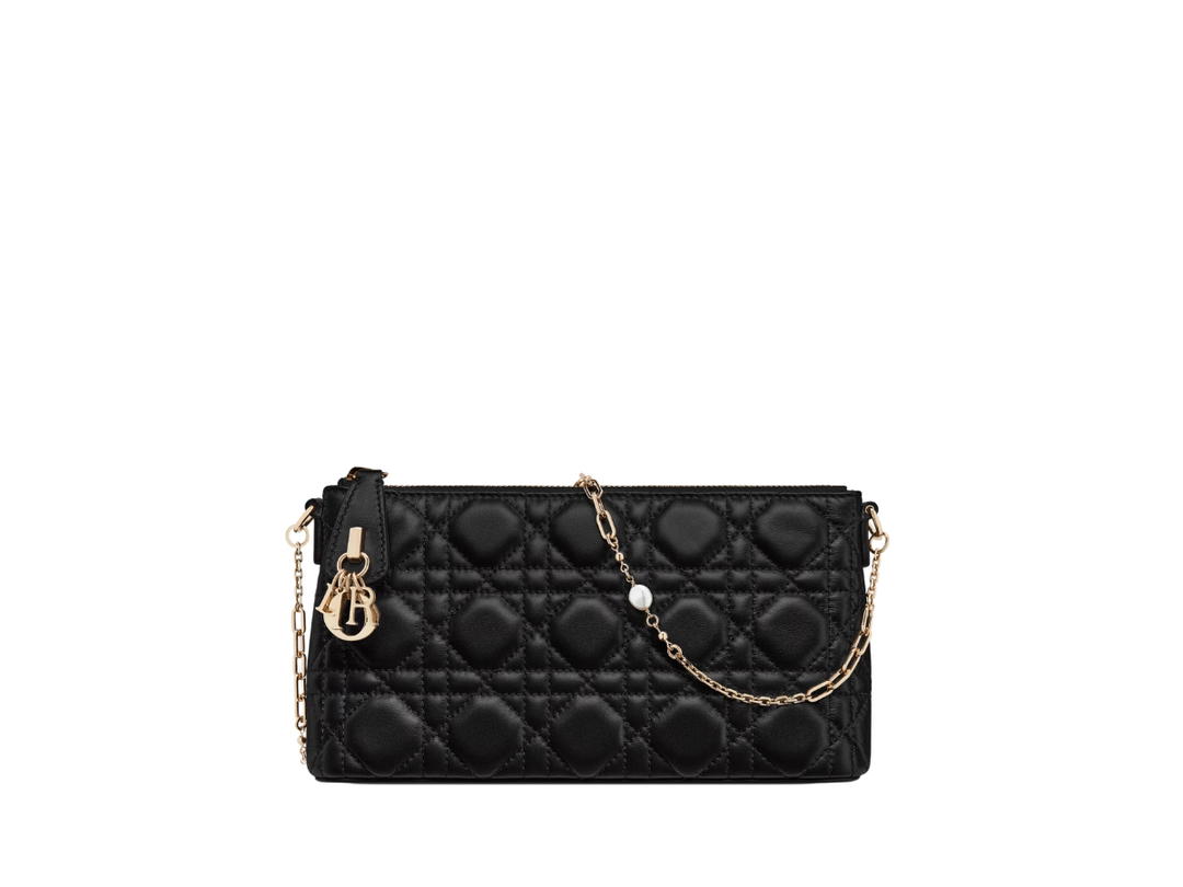 Dior Dior Miss Dior Midi Mini Bag In Black Cannage Lambskin With Gold-Finish Metal Hardware