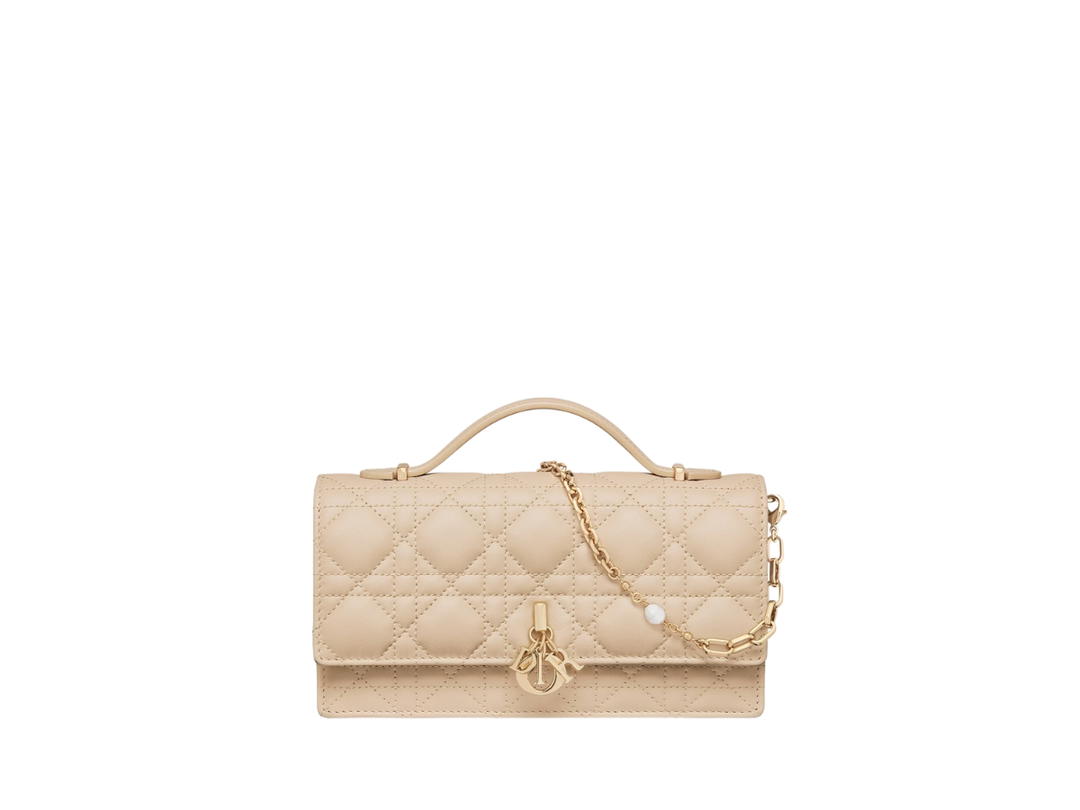 Dior Dior Miss Dior Mini Bag In Powder Beige Cannage Lambskin With Gold-Finish Metal Hardware