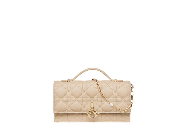 Dior Dior Miss Dior Mini Bag In Powder Beige Cannage Lambskin With Gold-Finish Metal Hardware - view 1