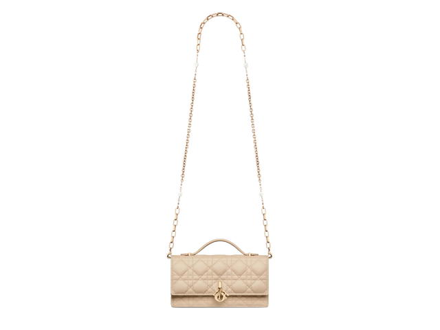 Dior Dior Miss Dior Mini Bag In Powder Beige Cannage Lambskin With Gold-Finish Metal Hardware - view 3