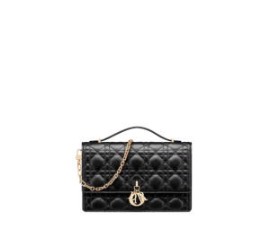 Buy Dior Miss Dior Top Handle Bag In Black Cannage Lambskin With Gold-Finish Metal Hardware at Sasom – Authentic and Ready to Ship
